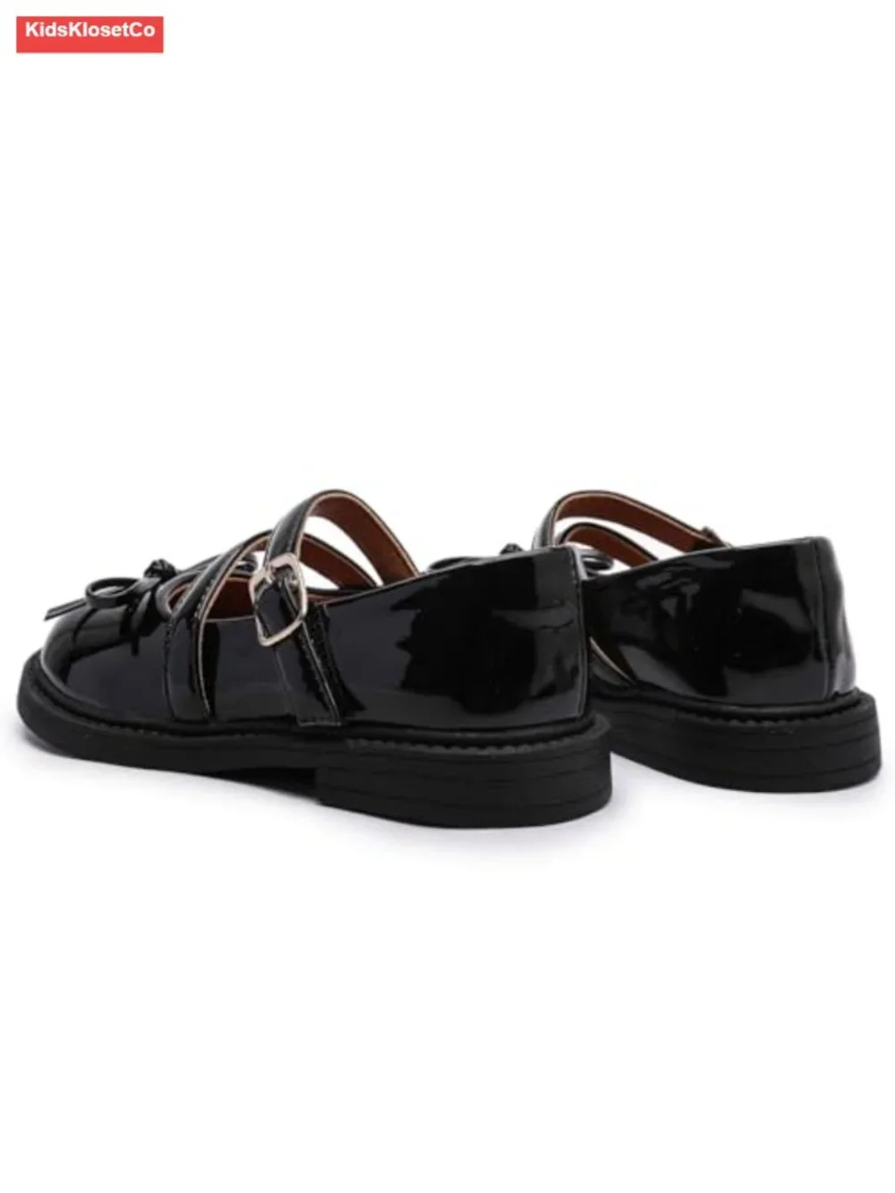 Girls Mary Jane Ballet Flats Bow Buckle Straps Dress Shoes Hook & Loop